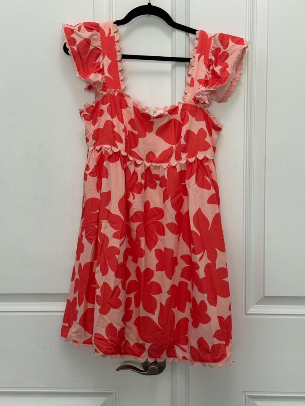TCEC Peach and Coral Floral Ruffle Sundress NWOT
